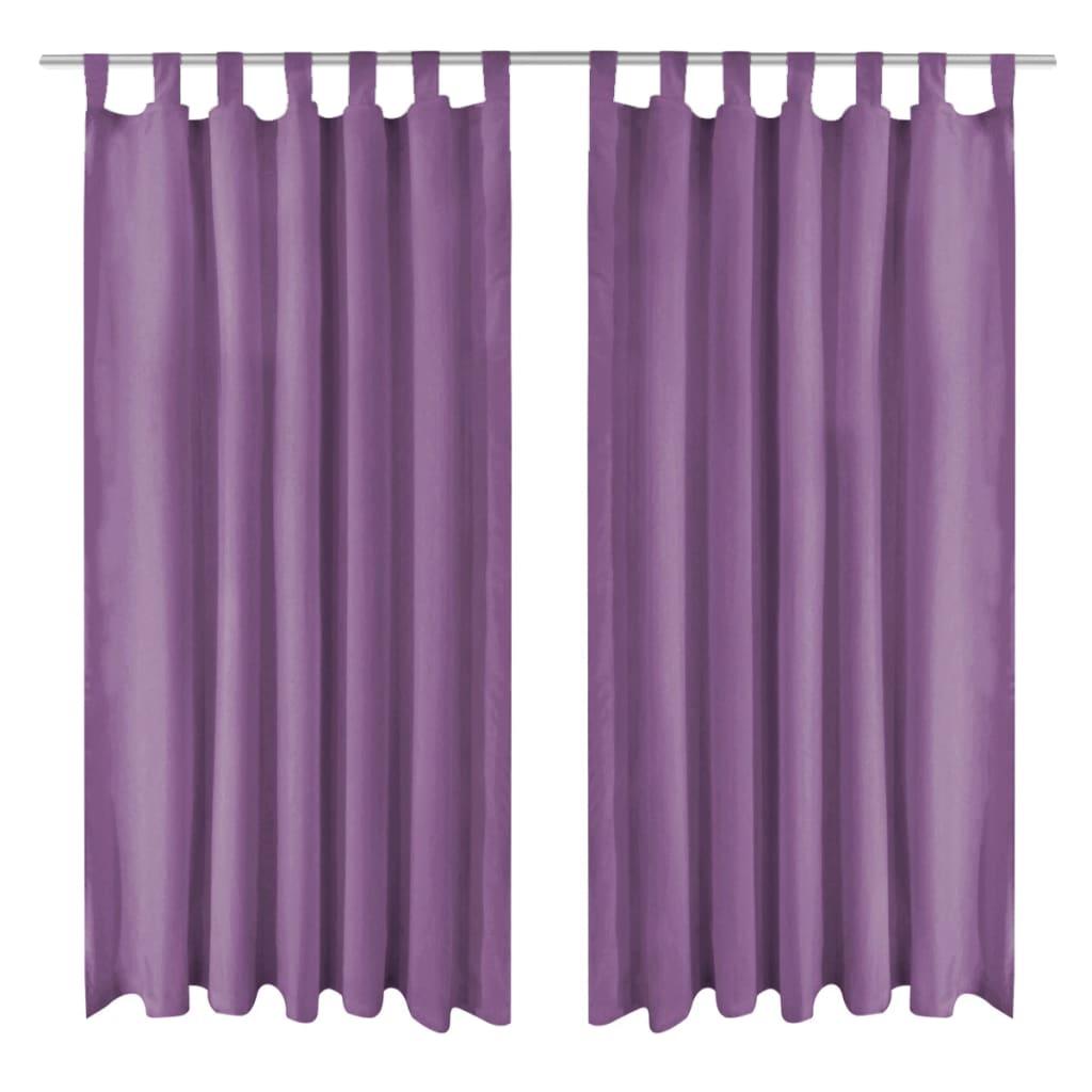 Gardiner i mikro-satin 2 stk. med løkker 140 x 225 cm lilla