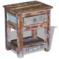 Sidebord med 1 skuffe 43x33x51 cm massivt genbrugstræ
