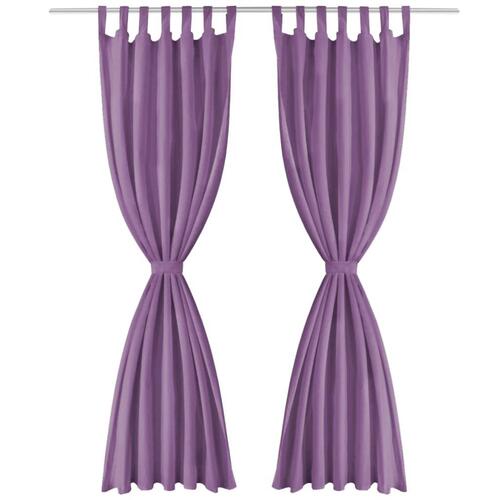 Gardiner i mikro-satin 2 stk. med løkker 140 x 245 cm lilla