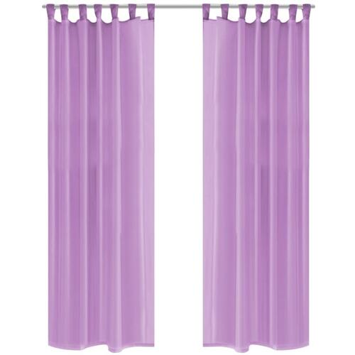Voile-gardiner 2 stk. 140x245 cm lilla