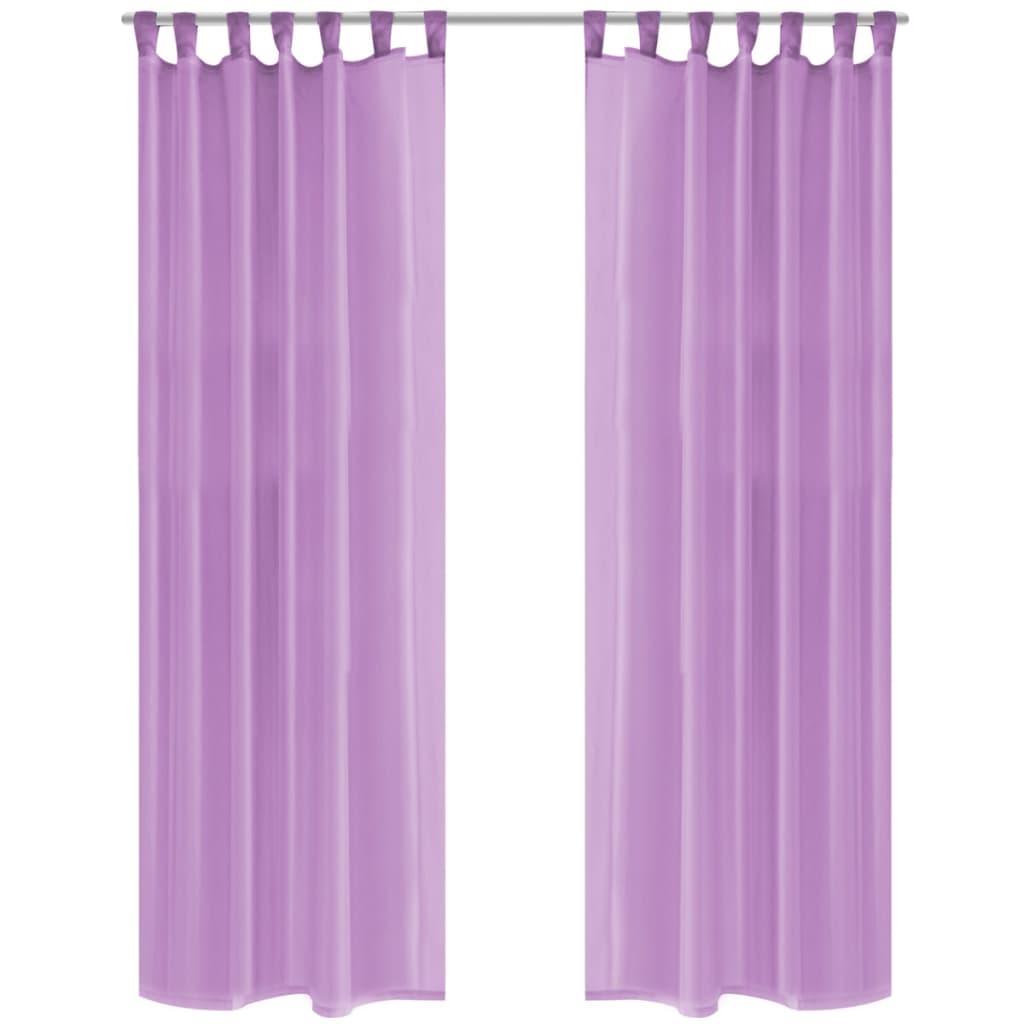 Voile-gardiner 2 stk. 140x245 cm lilla
