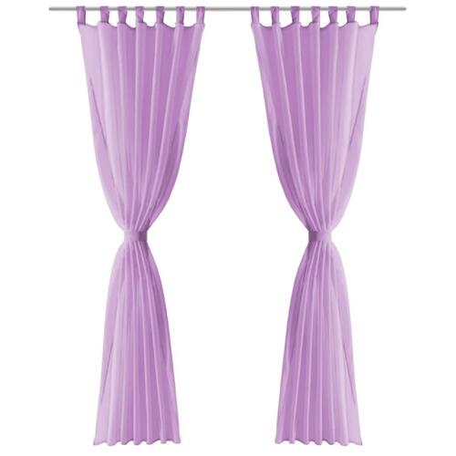 Voile-gardiner 2 stk. 140x245 cm lilla