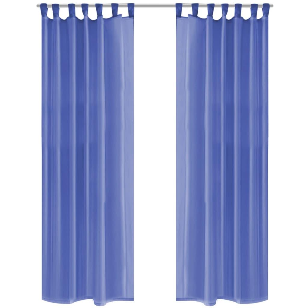 Voile-gardiner 2 stk. 140x175 cm kongeblå