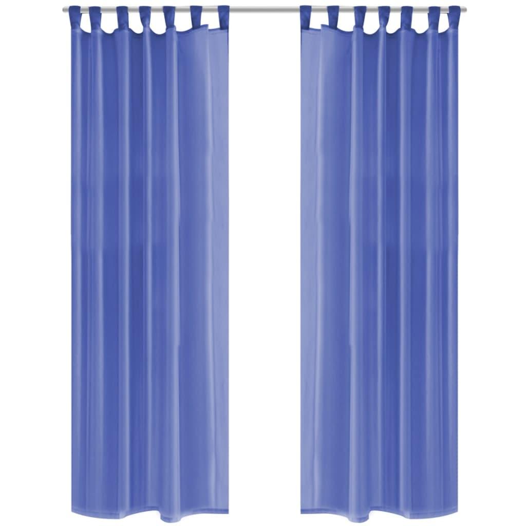 Voile-gardiner 2 stk. 140x225 cm kongeblå