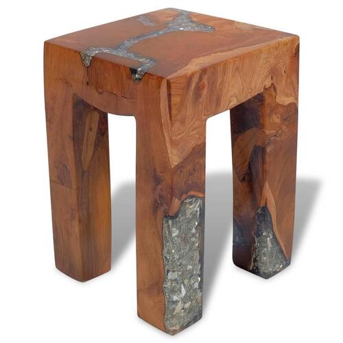 Taburet massivt teaktræ og resin