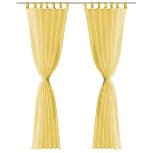 Voile-gardiner 2 stk. 140x175 cm gul