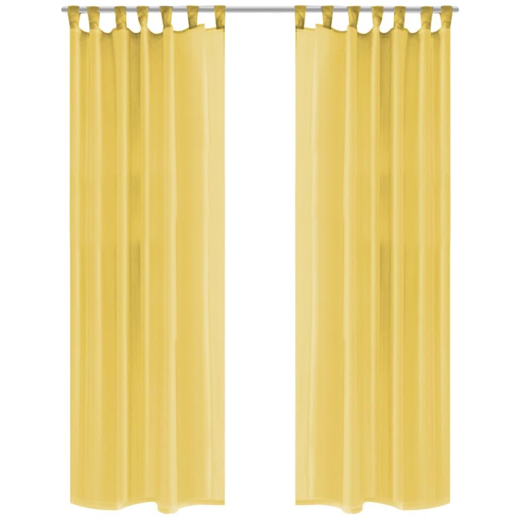 Voile-gardiner 2 stk. 140x245 cm gul