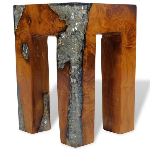 Taburet massivt teaktræ og resin