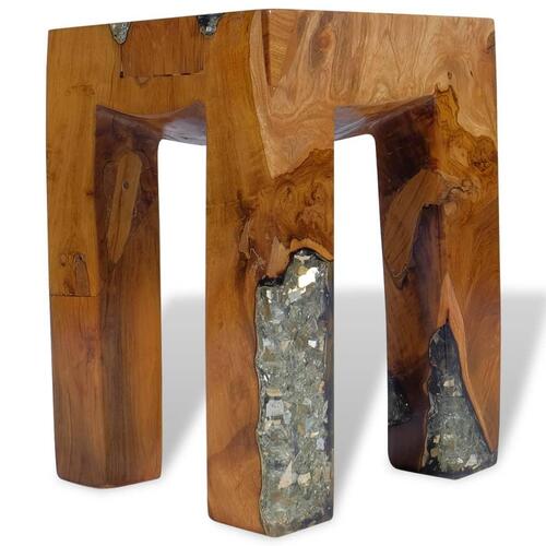Taburet massivt teaktræ og resin