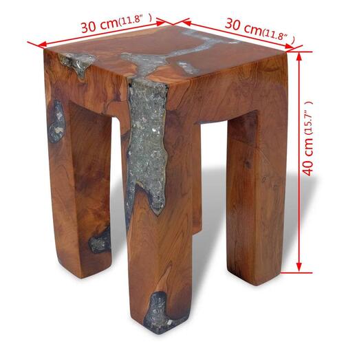 Taburet massivt teaktræ og resin