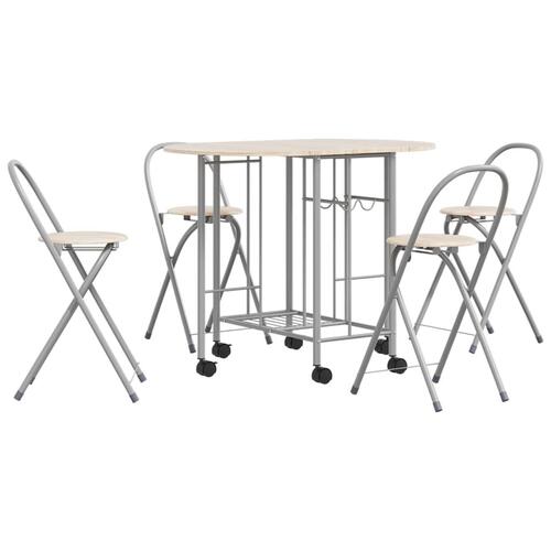 Foldbart spisebordssæt i 5 dele MDF