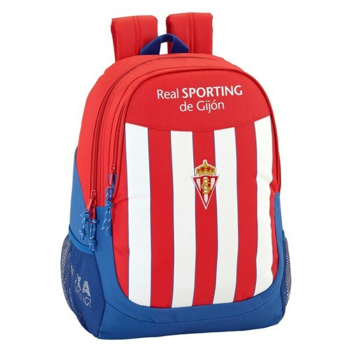 Real Sporting de Gijón skoletaske - rød/hvid børnerygsæk
