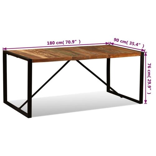 Spisebord 180 cm massivt genbrugstræ