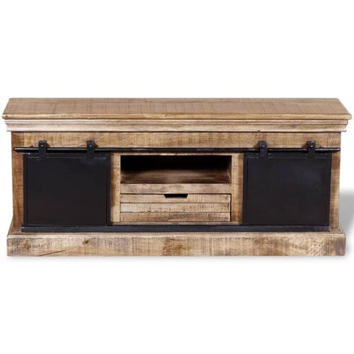 Tv-bord med 2 skydedøre i massivt mangotræ 110 x 30 x 45 cm