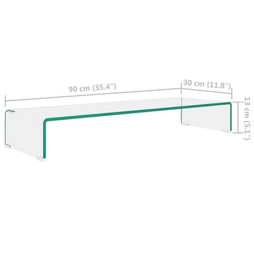 TV-stander/monitorstand klart glas 90x30x13 cm