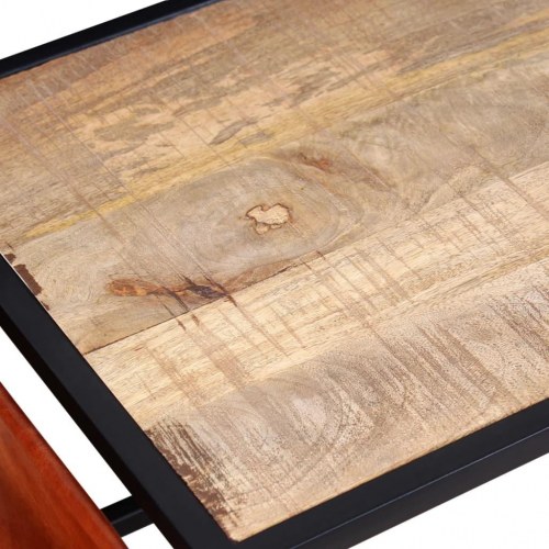 Sofabord med ægte læder magasinholder 110x50x45 cm