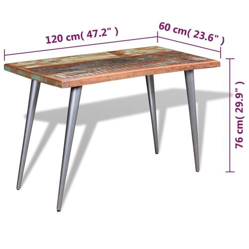 Spisebord 120x60x76 cm massivt genbrugstræ