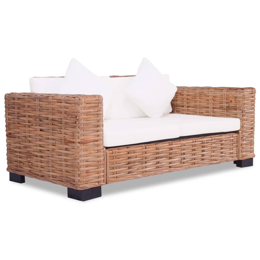 2-personers sofa naturlig rattan billede