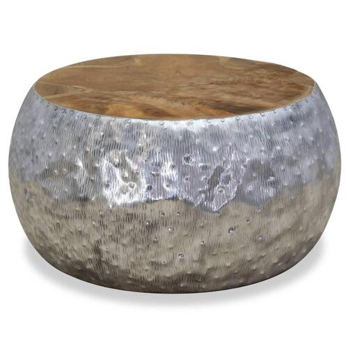 Sofabord aluminium teaktræ 60 x 60 x 30 cm