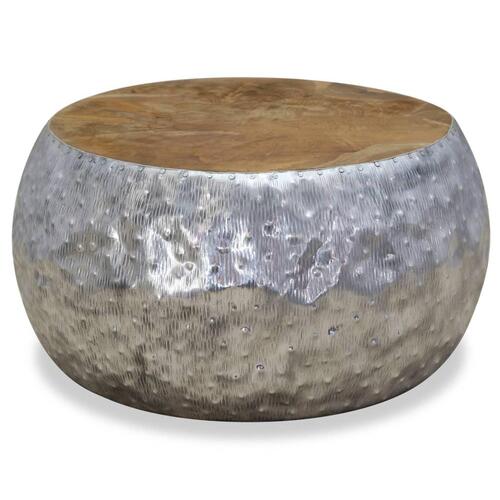 Sofabord aluminium teaktræ 60 x 60 x 30 cm