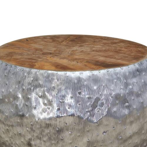 Sofabord aluminium teaktræ 60 x 60 x 30 cm