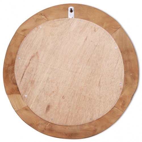 Dekorativt spejl i teak 60 cm rundt