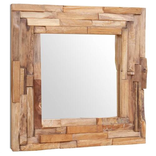 Dekorativt spejl i teak 60 x 60 cm firkantet
