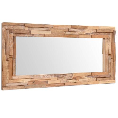 Dekorativt spejl i teak 120 x 60 cm rektangulært