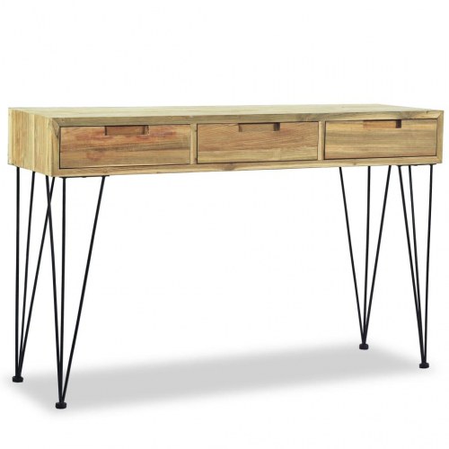 Konsolbord 120 x 35 x 76 cm massivt teaktræ