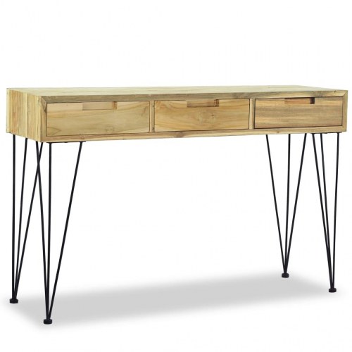 Konsolbord 120 x 35 x 76 cm massivt teaktræ