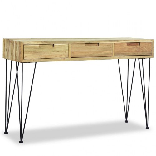Konsolbord 120 x 35 x 76 cm massivt teaktræ