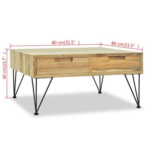 Sofabord 80 x 80 x 40 cm massivt teaktræ