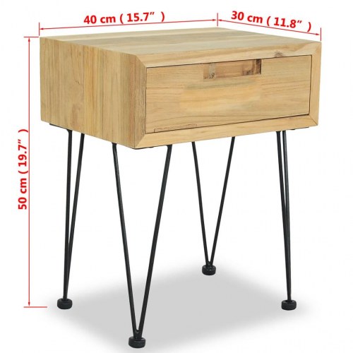 Sengebord 40 x 30 x 50 cm massivt teaktræ