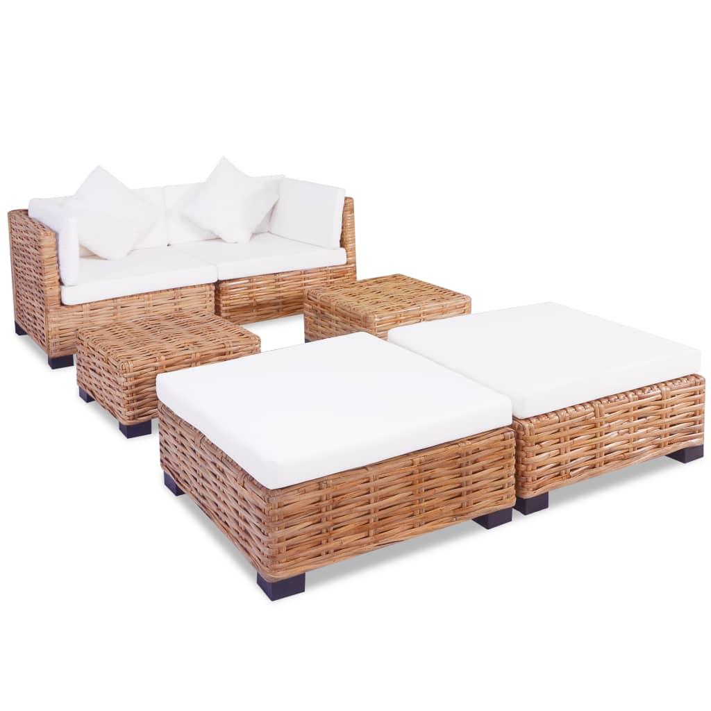 Sofasæt 16 dele naturlig rattan
