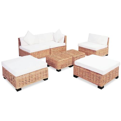 Sofasæt 18 dele naturlig rattan