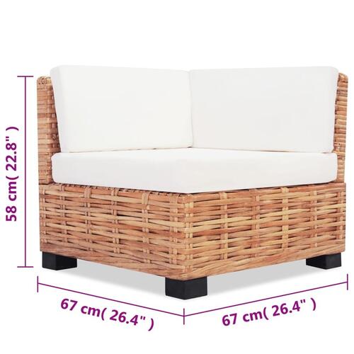 Sofasæt 18 dele naturlig rattan