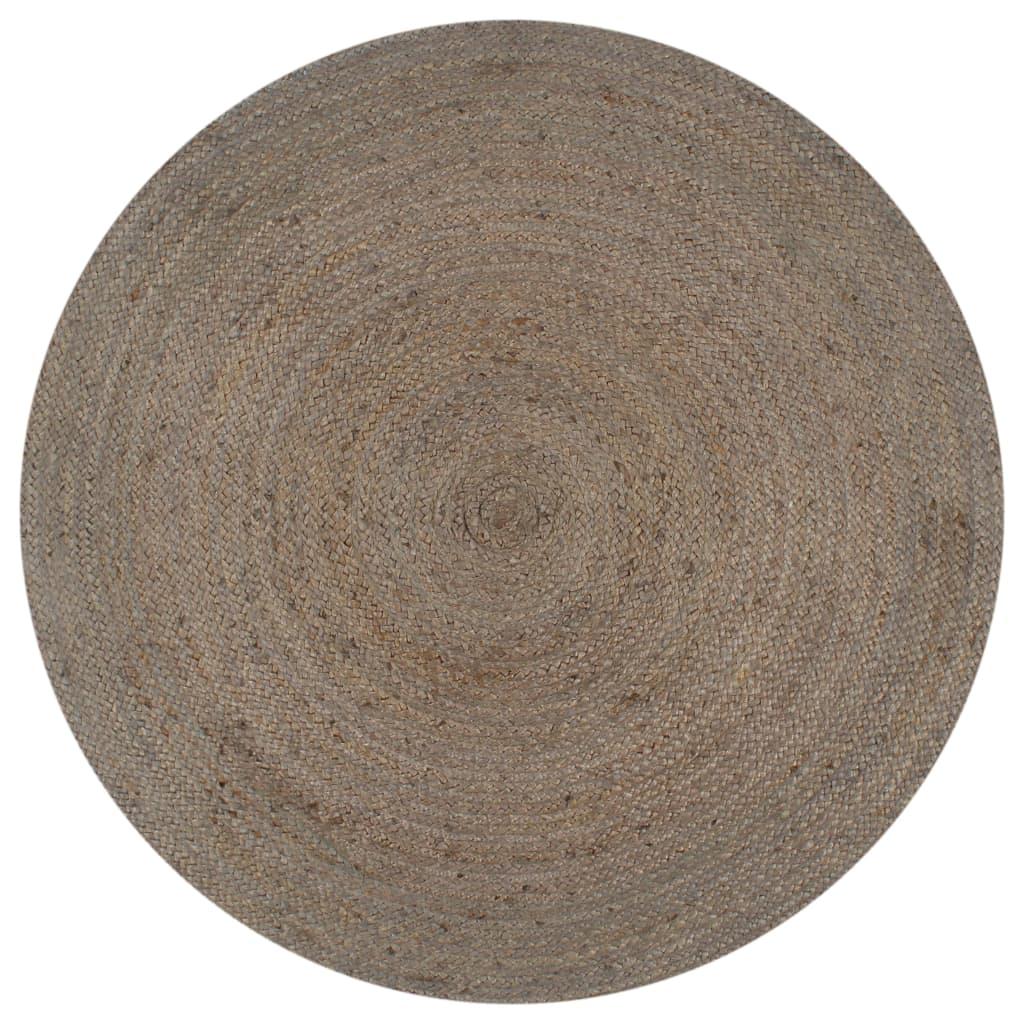 Håndlavet tæppe jute rund 120 cm grå