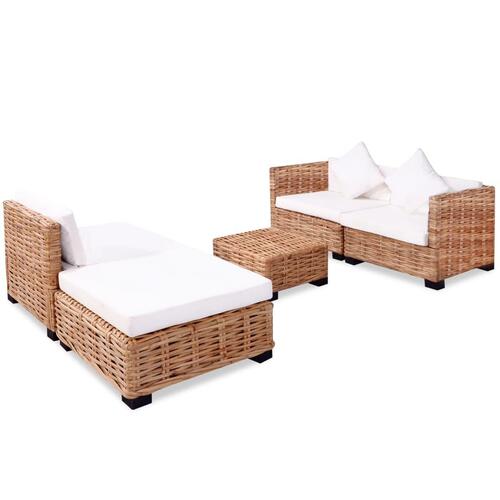 Sofasæt 14 dele naturlig rattan