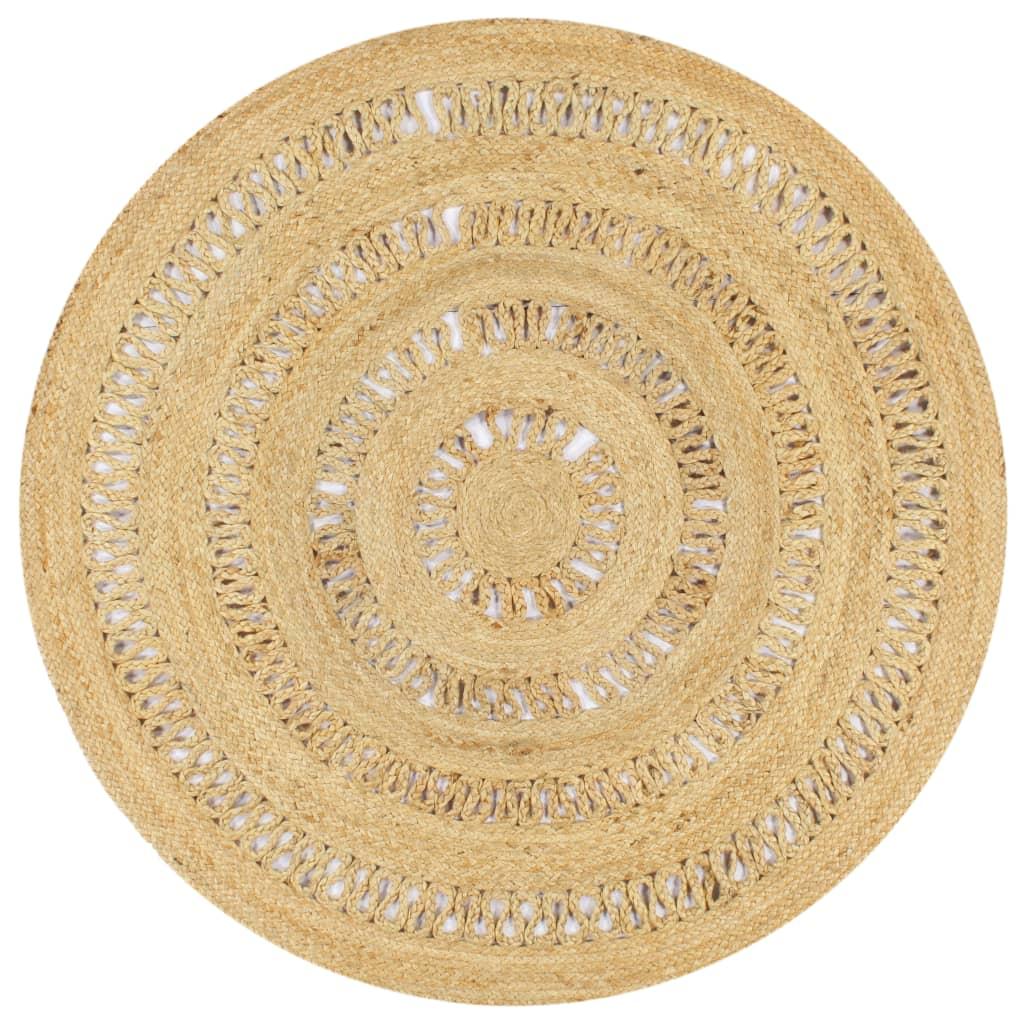 Håndlavet tæppe flettet jute 120 cm