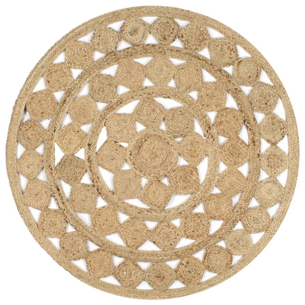 Håndlavet tæppe flettet jute 120 cm