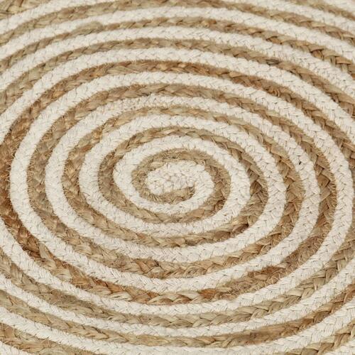 Håndlavet jutetæppe med spiraldesign 90 cm hvid