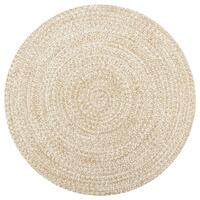 Håndlavet tæppe jute 120 cm hvid og naturfarvet