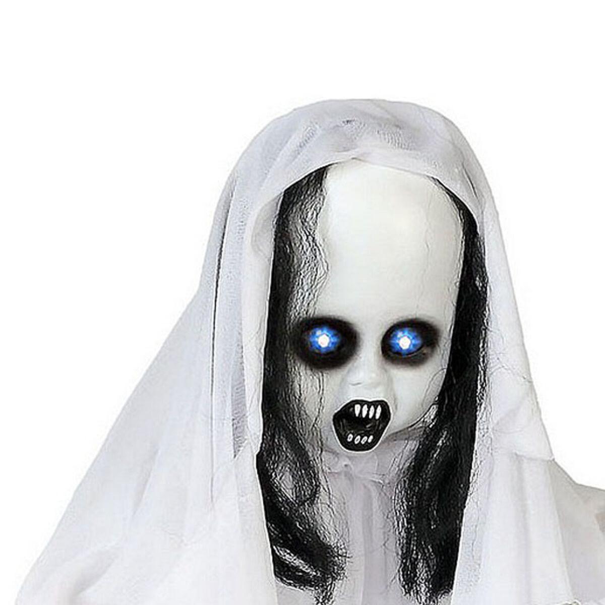 Halloween dekoration - Hængende spøgelse 90 cm med lys og lyd (hvid)