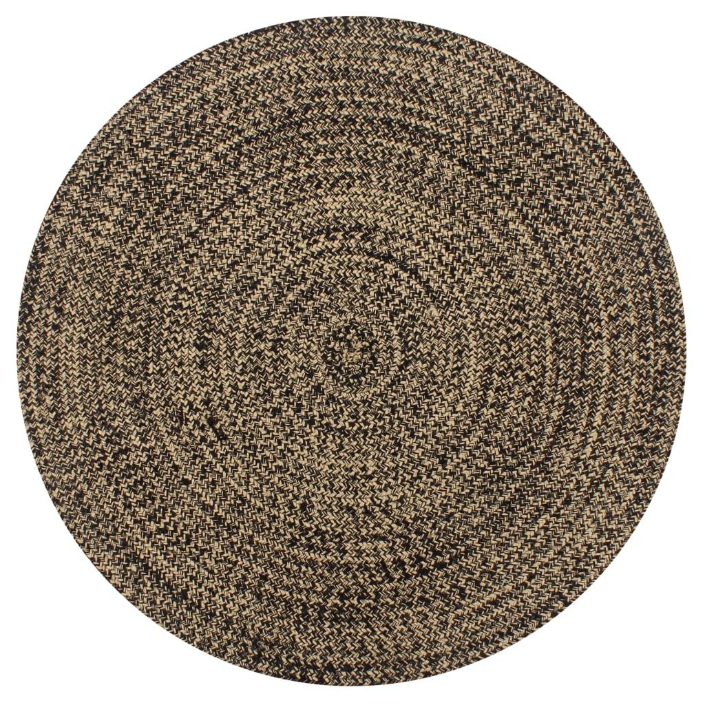 Håndlavet tæppe jute 90 cm sort og naturfarvet