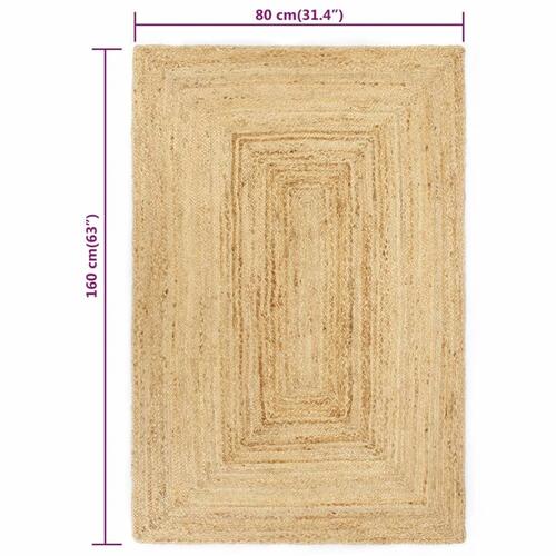Håndlavet tæppe jute 80 x 160 cm naturfarvet