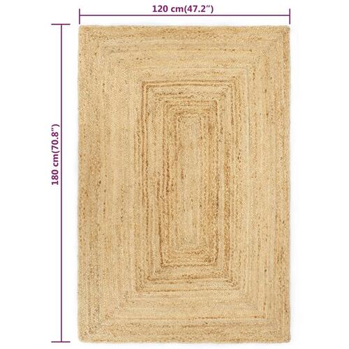 Håndlavet tæppe jute 120 x 180 cm naturfarvet