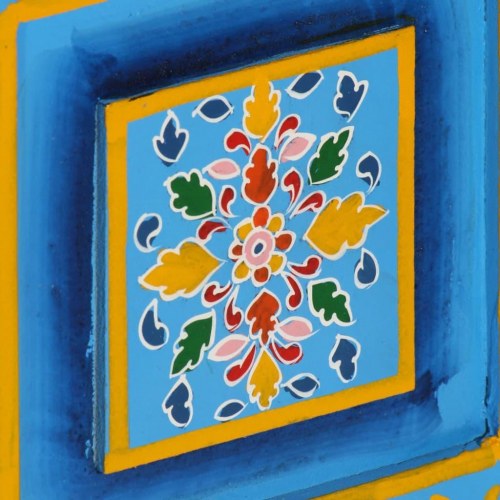 Skænk i massivt mangotræ - turkis, håndmalet retro 60×30×78 cm
