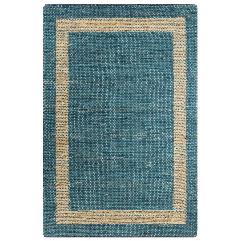 Håndlavet tæppe jute 80 x 160 cm blå