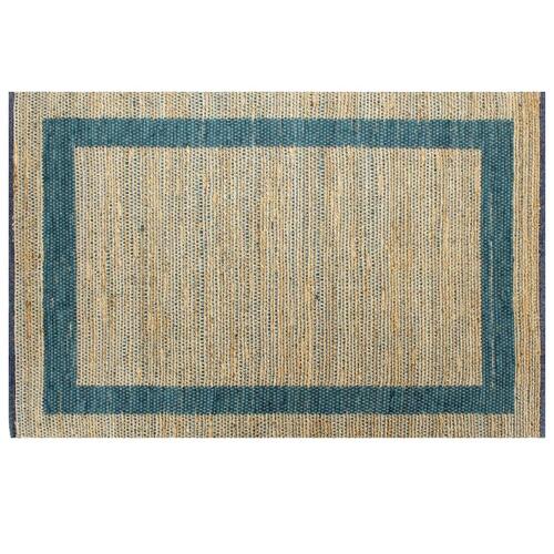 Håndlavet tæppe jute 80 x 160 cm blå
