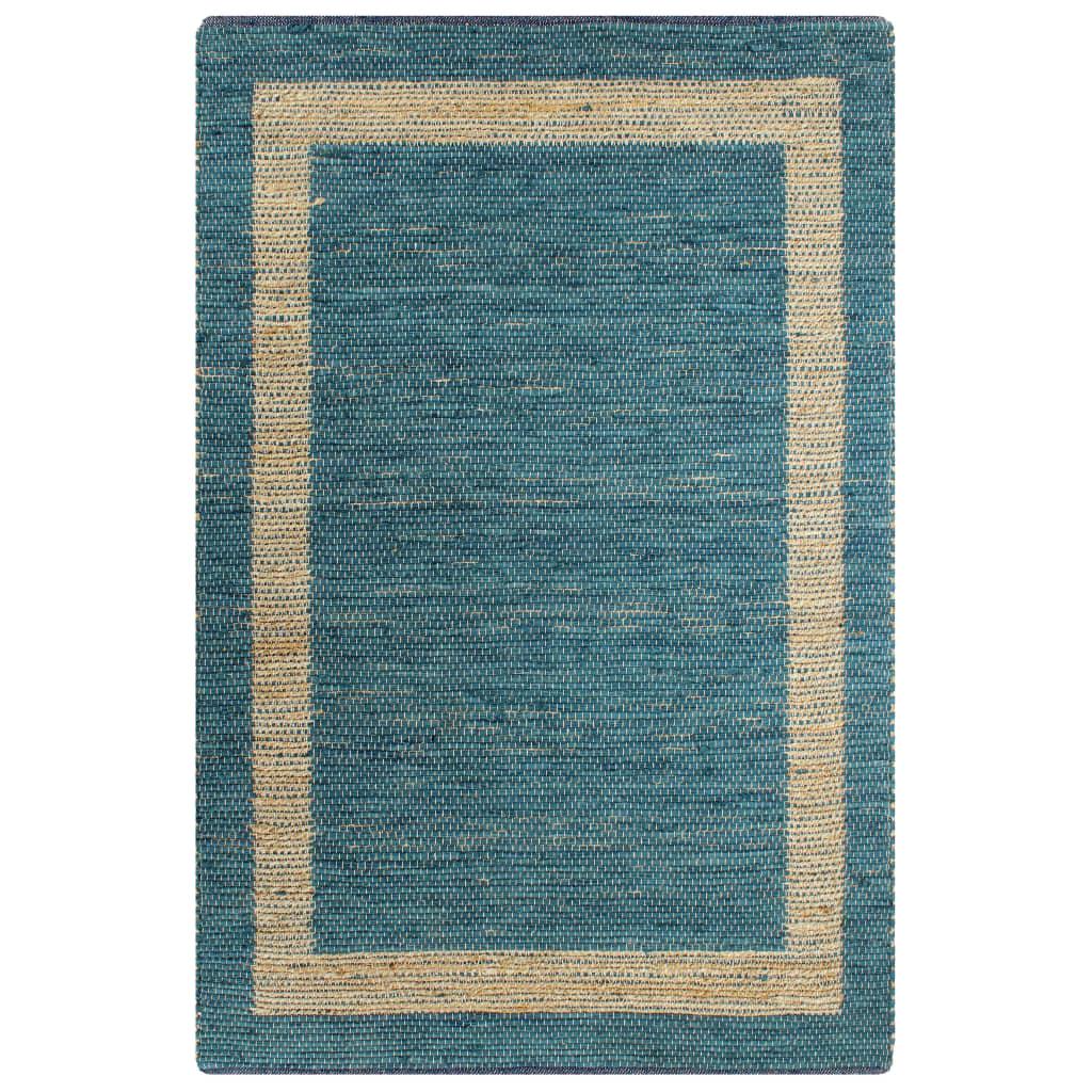 Håndlavet tæppe jute 120 x 180 cm blå